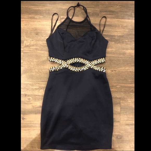 macy's navy blue cocktail dress